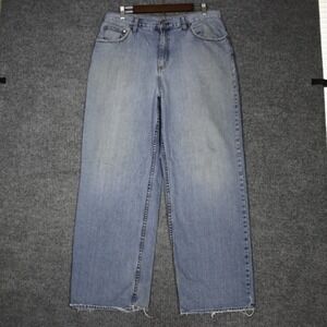 Bullhead Jeans Mens Wide Leg Light Wash Distressed Denim Pants Size 34x32